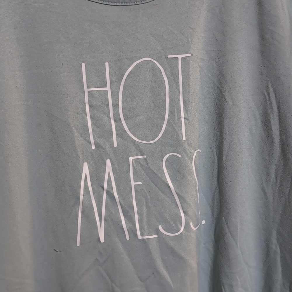 Rae Dunn Hot Mess Light Teal Cheetah Print Lounge Set Size Large - Picture 3 of 8